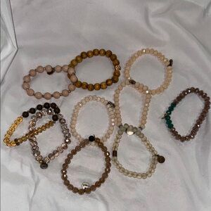 Erimish Cream and Brown Beaded Bracelet Set